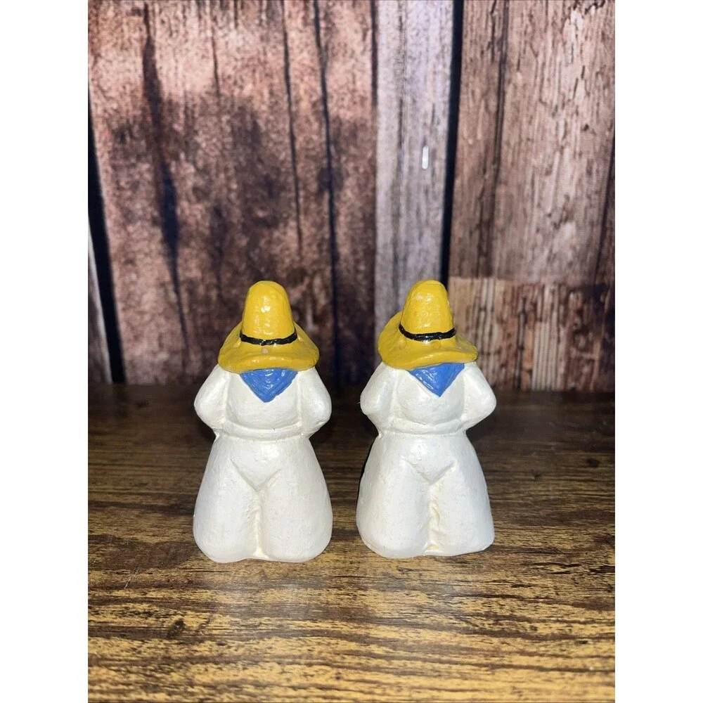 Vintage Hand Painted Ceramic Cowboy Salt and Pepper Shakers